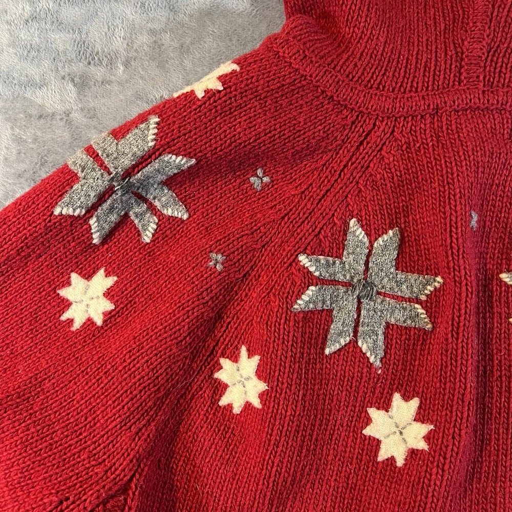Eddie Bauer Collections Holiday'08 Wool Snowflake Hooded Cardigan Sweater‎ XXL - Picture 9 of 13